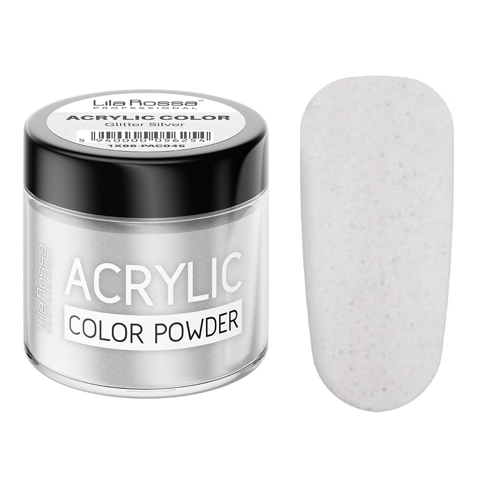 Pudra acrilica color, Lila Rossa, Glitter Silver, 7 g