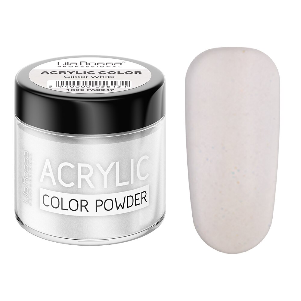 Pudra acrilica color, Lila Rossa, Glitter White, 7 g