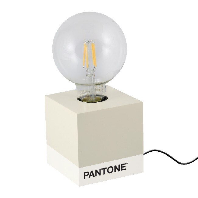 Lampa de masa Homemania Pantone Cube, 9,2 x 9,2 x 9,2 cm, 1 x E27, Max 100W, Crem/Alb/Negru