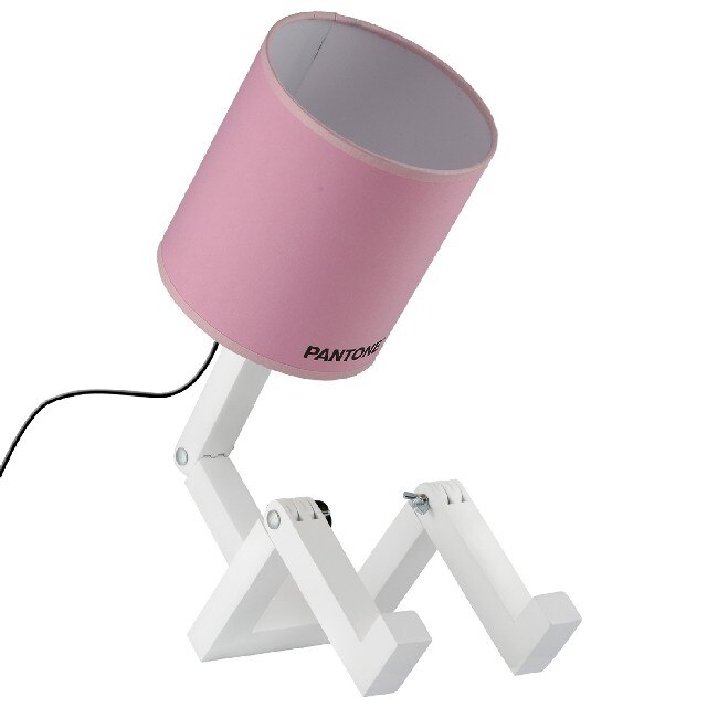 Lampa de masa Homemania Pantone Wally, 15 x 40 x 45 cm, 1 x E27, Max 100W, Roz/Alb/Negru