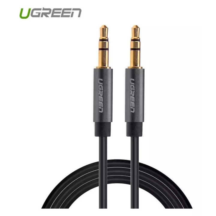 Cablu audio de 3,5 mm tata la tata argintiu-negru 5 metri