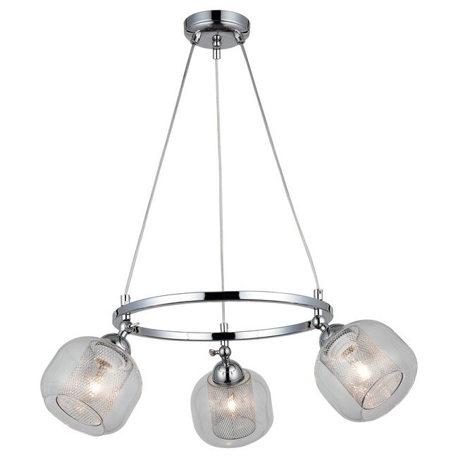 Lustra Homemania, Nona, Metal/Sticla, 44 x 91 cm, 3 x E27, 40W, Argintiu