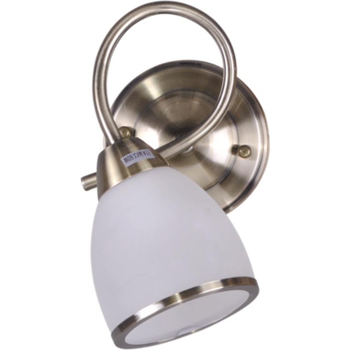 Стенна лампа Kaja Samira, метал/стъкло, E14, бяло/бронз