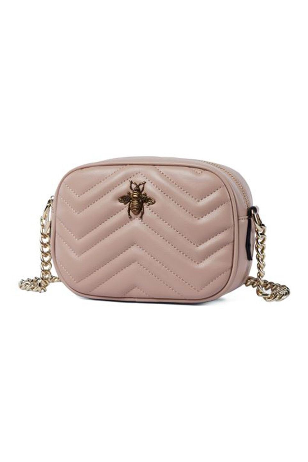C'iel, Geanta crossbody de piele cu aspect matlasat Ginny, Roz prafuit
