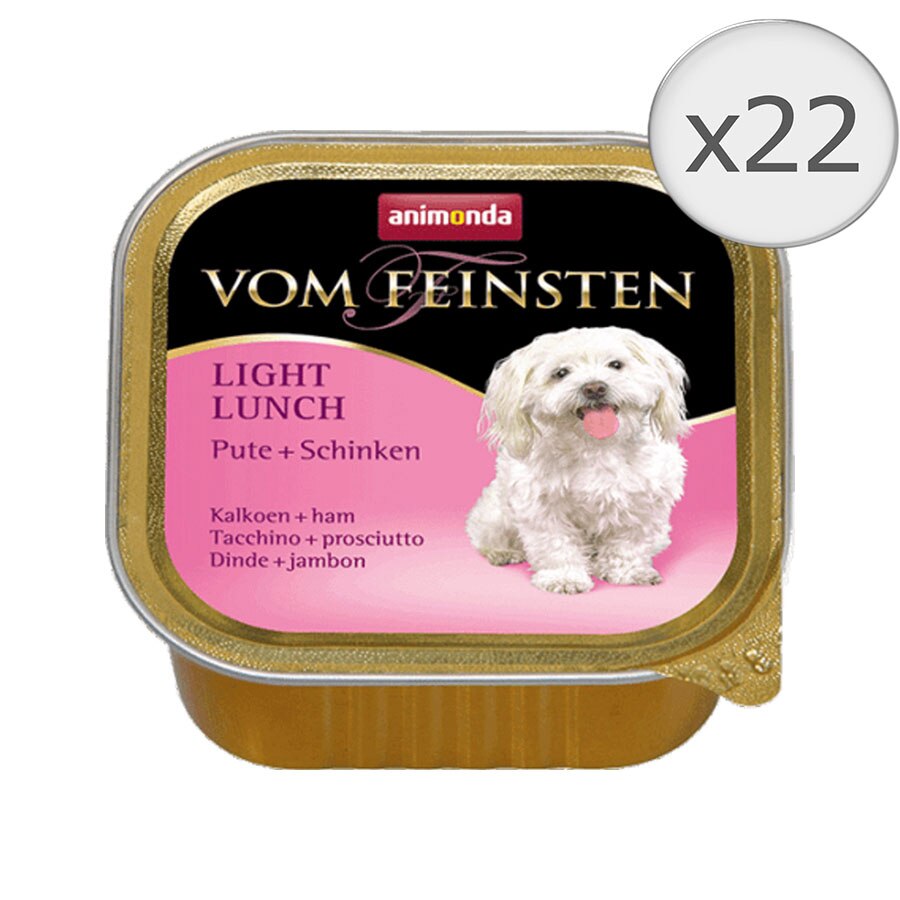 Hrana umeda pentru caini Vom Feinsten, Light Lunch Curcan si Jambon, 22x150g