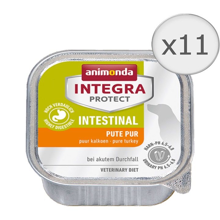 Hrana umeda pentru caini Integra Protect, Intestinal Curcan 11 buc x 150g