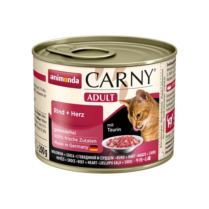 Hrana umeda pentru pisici Carny, Adult Vita si Inima, 6 buc x 200g
