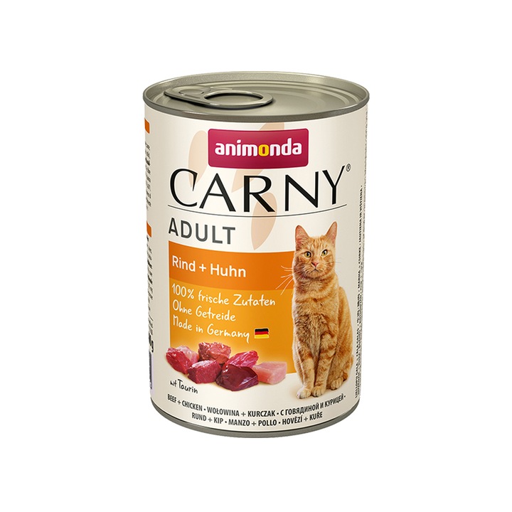 Hrana umeda pentru pisici Carny, Adult Vita si Pui, 6 buc x 400g