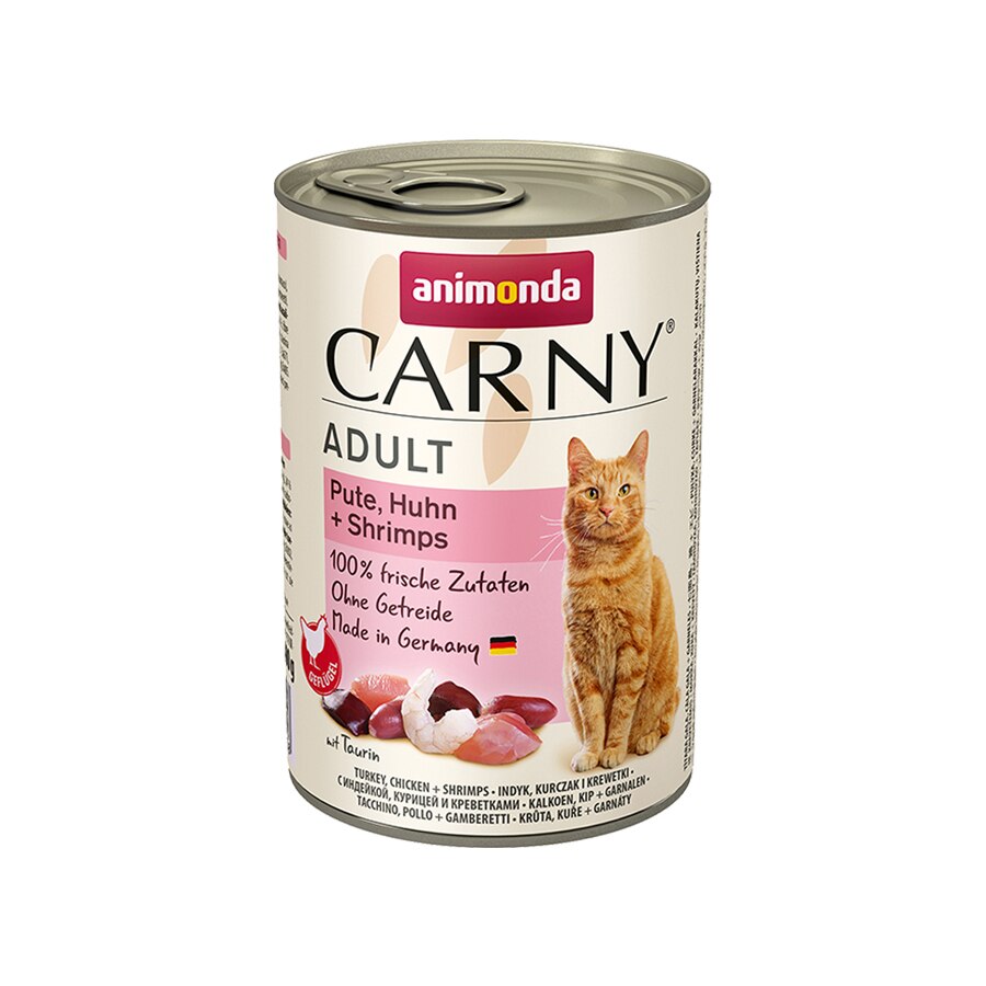Hrana umeda pentru pisici Carny Adult, Curcan Pui si Creveti, 6 buc x 400g