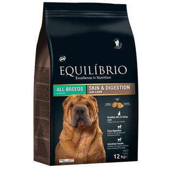 Hrana uscata pentru caini Equilibrio Adult, Piele si Digestie cu Miel, 12kg Hrana uscata pentru caini Equilibrio Adult, Piele si Digestie cu Miel, 12kg