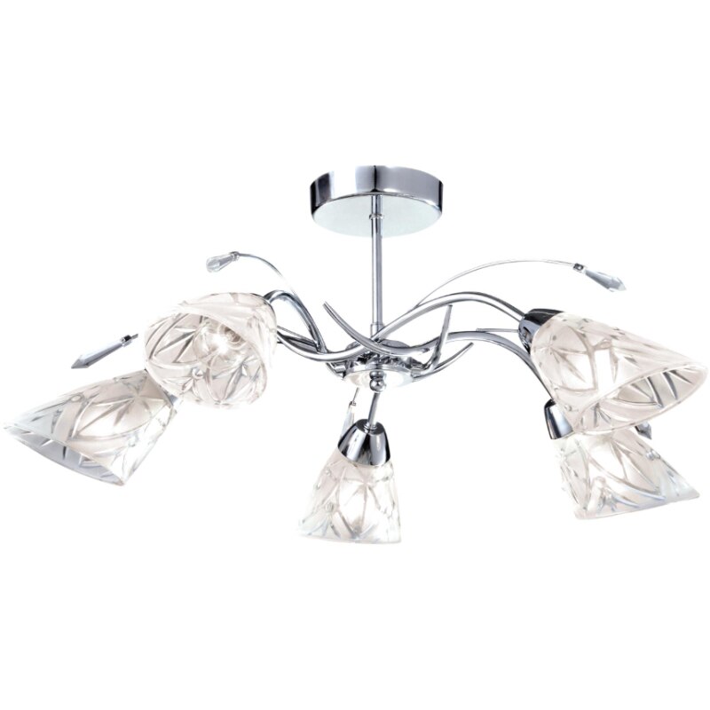 Lustra Kaja, Model E14 K-JSL-72018 / 5C CHR, Seria TAURUS, Metal/Sticla, Argintiu