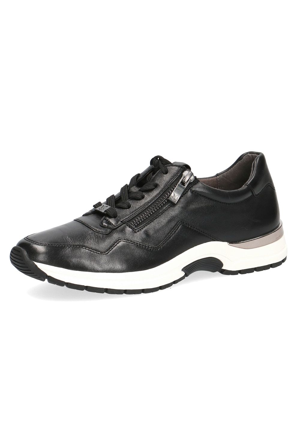 Caprice, Pantofi sport de piele cu varf rotund, Negru
