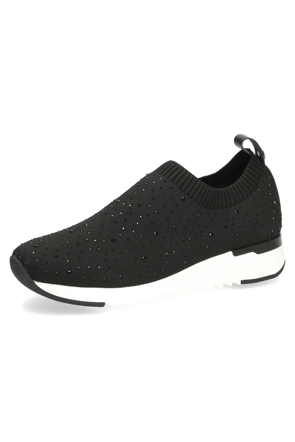 Caprice, Pantofi sport slip-on cu strasuri, Negru