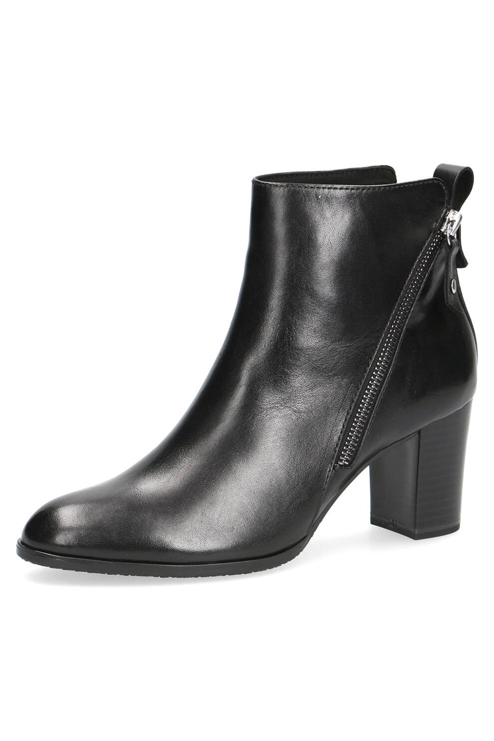 Caprice, Botine de piele cu toc masiv, Negru