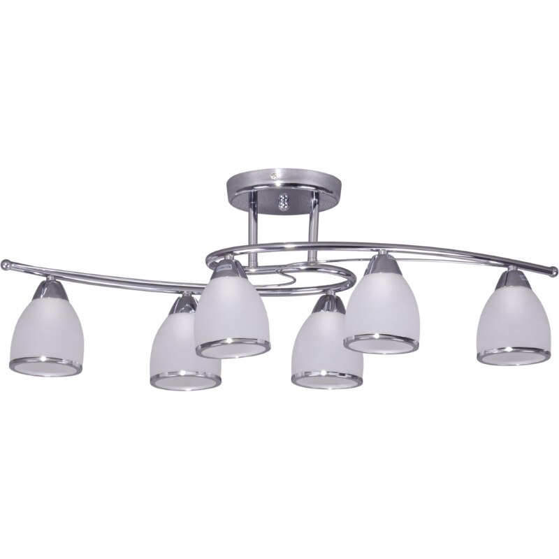 Lustra Kaja, Model Retro, K-JSL-8090/6CHR, Seria SAMIRA, 6 x E14, Argintiu/Alb