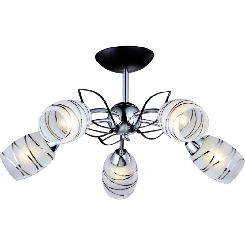 Lustra Kaja, Model Glamor, E14 K-JSL-6093/5 CHR, Seria XENA, Finsaj cromat, Alb/Argintiu