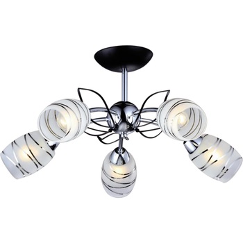 Lustra Kaja, Model Glamor, E14 K-JSL-6093/5 CHR, Seria XENA, Finsaj cromat, Alb/Argintiu Lustra Kaja, Model Glamor, E14 K-JSL-6093/5 CHR, Seria XENA, Finsaj cromat, Alb/Argintiu