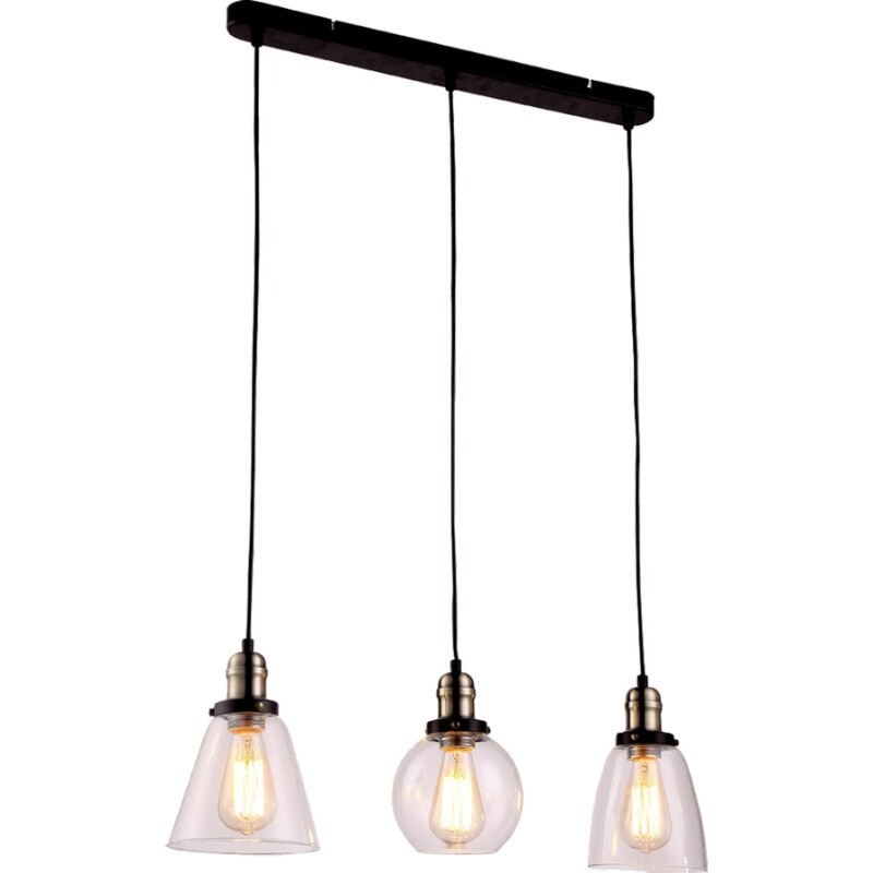 Lampa cu pandantiv, Camera de zi, blat, Stil loft, vintage, Kaja, TRIPLE , Model K-8036A-3, Seria SAMANTA, 3 x E27, Negru, Patina