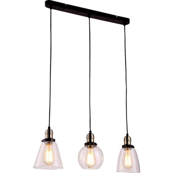 Lampa cu pandantiv, Camera de zi, blat, Stil loft, vintage, Kaja, TRIPLE , Model K-8036A-3, Seria SAMANTA, 3 x E27, Negru, Patina Lampa cu pandantiv, Camera de zi, blat, Stil loft, vintage, Kaja, TRIPLE , Model K-8036A-3, Seria SAMANTA, 3 x E27, Negru, Patina