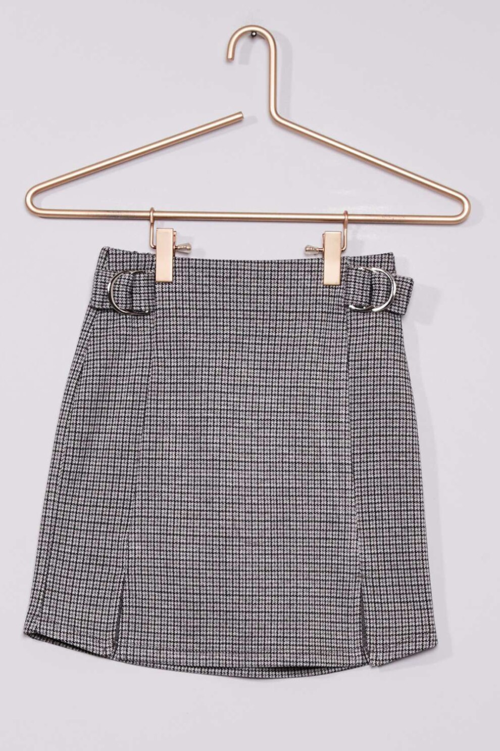 KIABI, Fusta mini cu slituri frontale, Negru/Alb, 169-175 CM