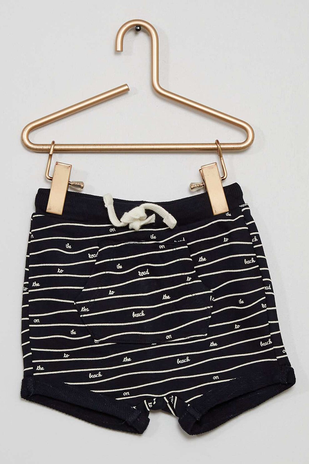 KIABI, Pantaloni scurti de bumbac cu imprimeu, Negru/Alb, 90-97 CM