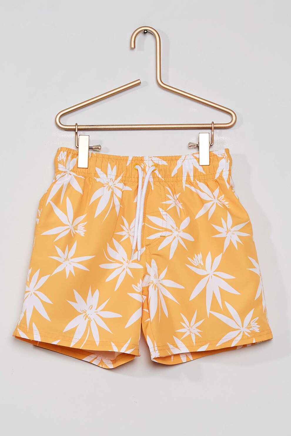 KIABI, Pantaloni scurti de baie cu imprimeu, Galben sofran/Alb