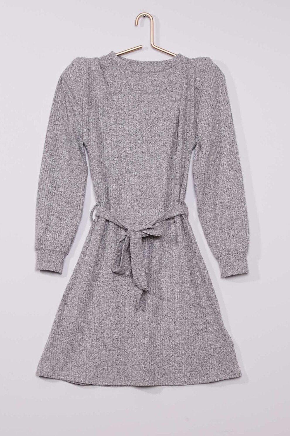 KIABI, Rochie-pulover cu prindere cu cordon, Gri melange