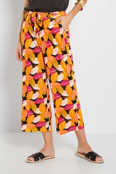 KIABI, Pantaloni 3/4 cu prindere in talie, Oranj/Negru/Fucsia KIABI, Pantaloni 3/4 cu prindere in talie, Oranj/Negru/Fucsia