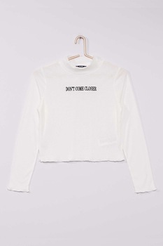 KIABI, Pulover cu aspect striat, Alb/Negru KIABI, Pulover cu aspect striat, Alb/Negru