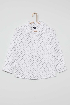 KIABI, Camasa din amestec de bumbac cu imprimeu, Alb/Negru KIABI, Camasa din amestec de bumbac cu imprimeu, Alb/Negru