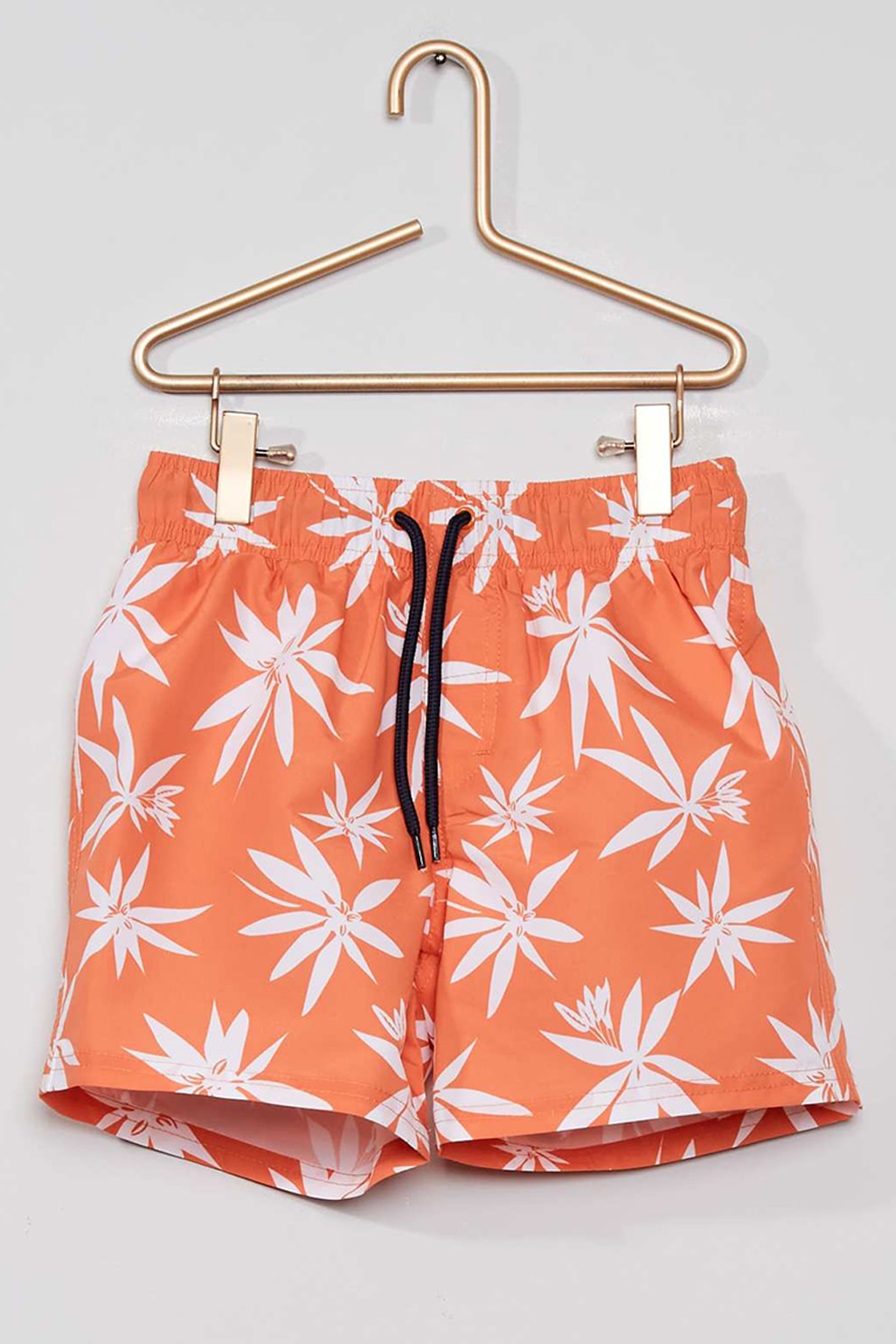 KIABI, Pantaloni scurti de baie cu imprimeu, Oranj/Alb