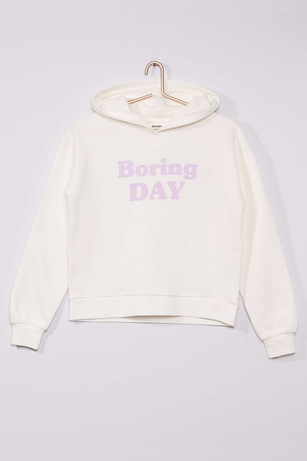 KIABI, Hanorac cu imprimeu text contrastant, Alb/Lila