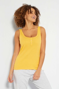 KIABI, Top de jerseu cu aspect striat, Galben KIABI, Top de jerseu cu aspect striat, Galben