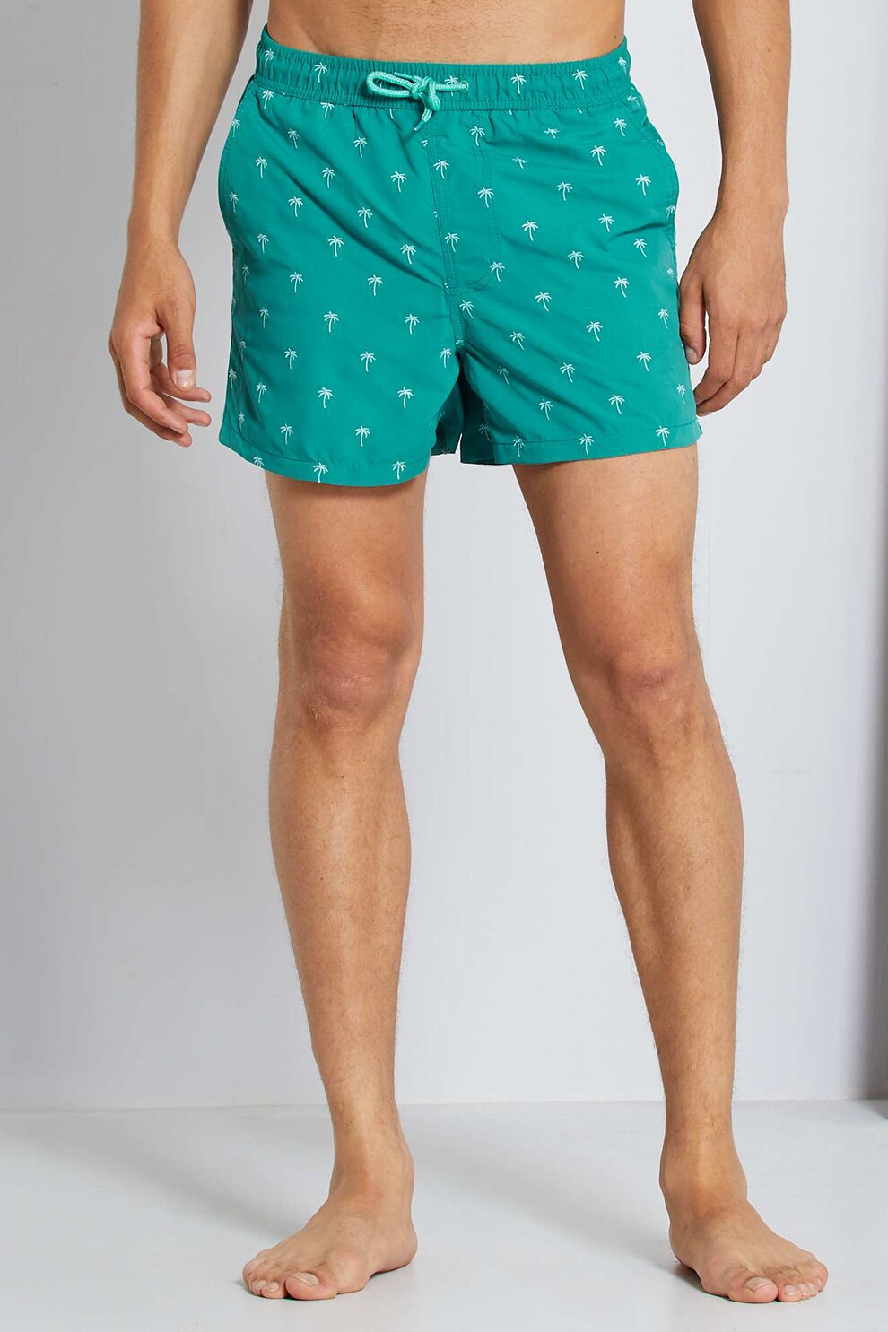 KIABI, Pantaloni scurti de baie cu imprimeu, Turcoaz/Alb, 2XL