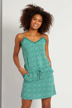 KIABI, Rochie mini cu buzunare laterale, Verde persan/Oranj pal/Alb KIABI, Rochie mini cu buzunare laterale, Verde persan/Oranj pal/Alb