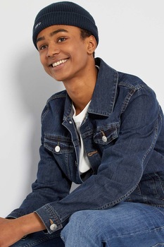 KIABI, Jacheta de denim cu buzunare cu clapa, Bleumarin, 156-168 CM KIABI, Jacheta de denim cu buzunare cu clapa, Bleumarin, 156-168 CM