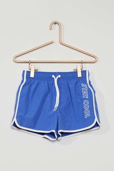 KIABI, Pantaloni scurti de baie cu talie elastica, Albastru/Alb, 126-131 CM KIABI, Pantaloni scurti de baie cu talie elastica, Albastru/Alb, 126-131 CM