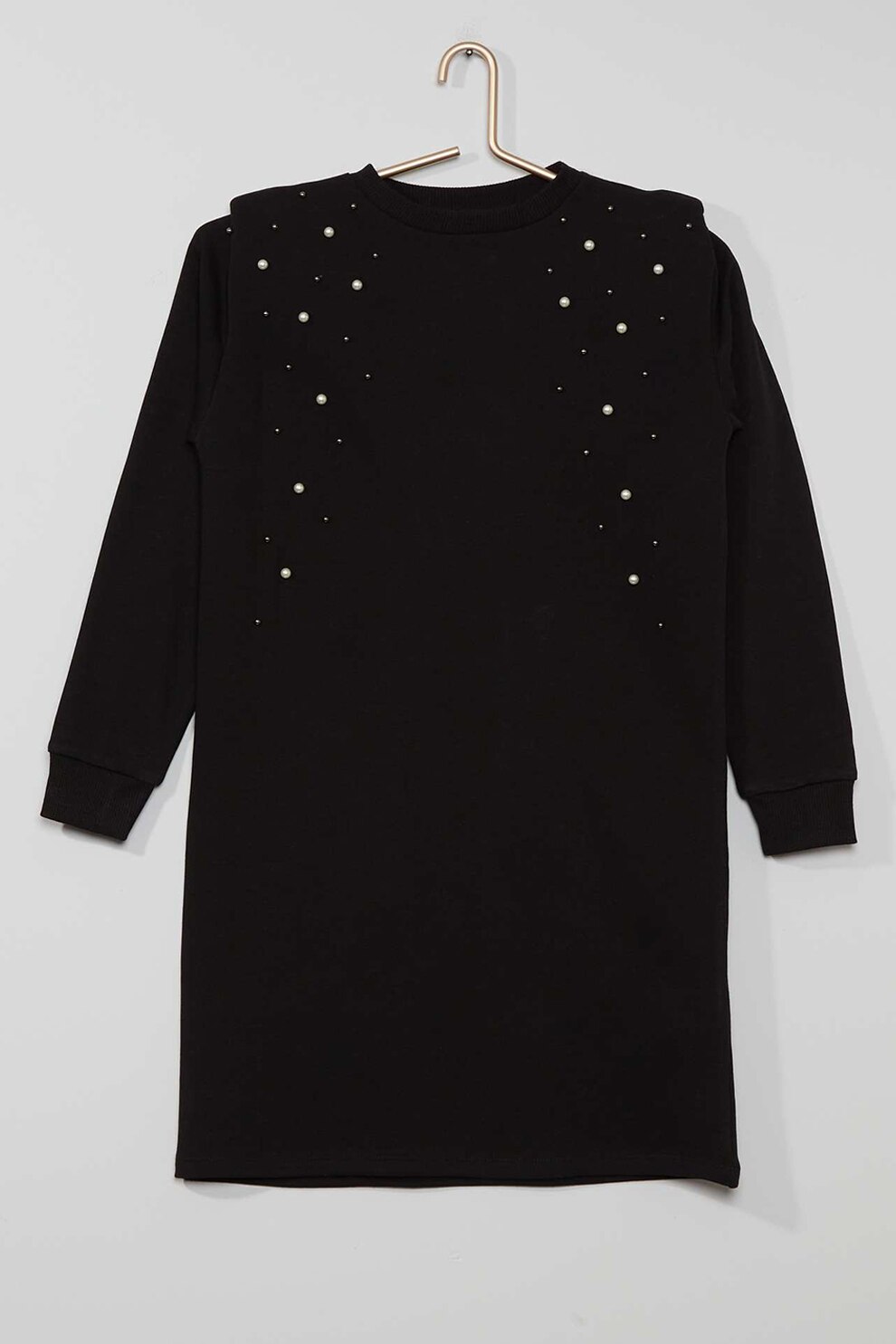 KIABI, Rochie dreapta cu aplicatie cu margele, Negru, 156-168 CM