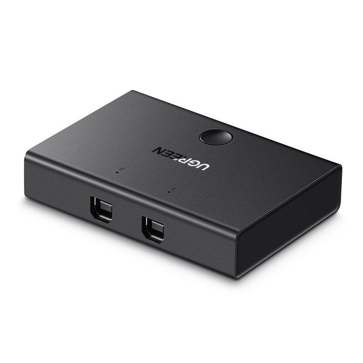 Хъб Ugreen, 1x USB 2.0, 2x USB-B, черен
