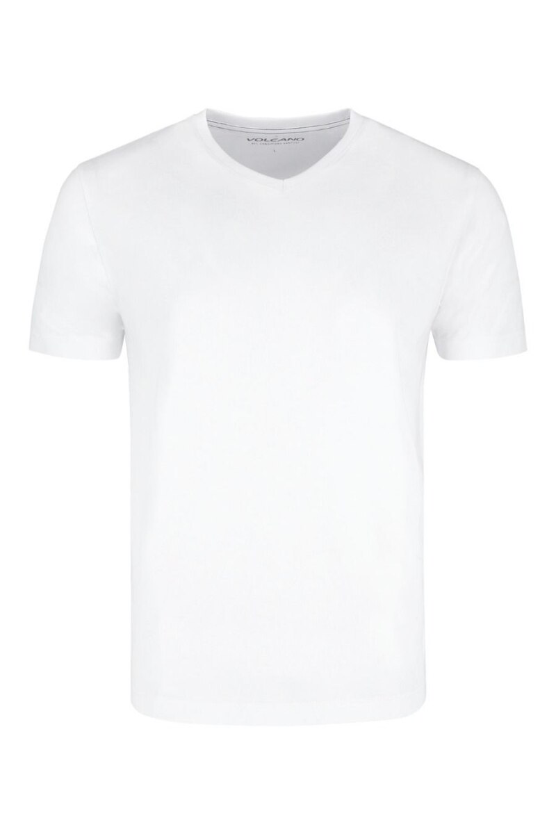 Tricou barbati cu decolteu in V Volcano T-Slit, Bumbac, Alb
