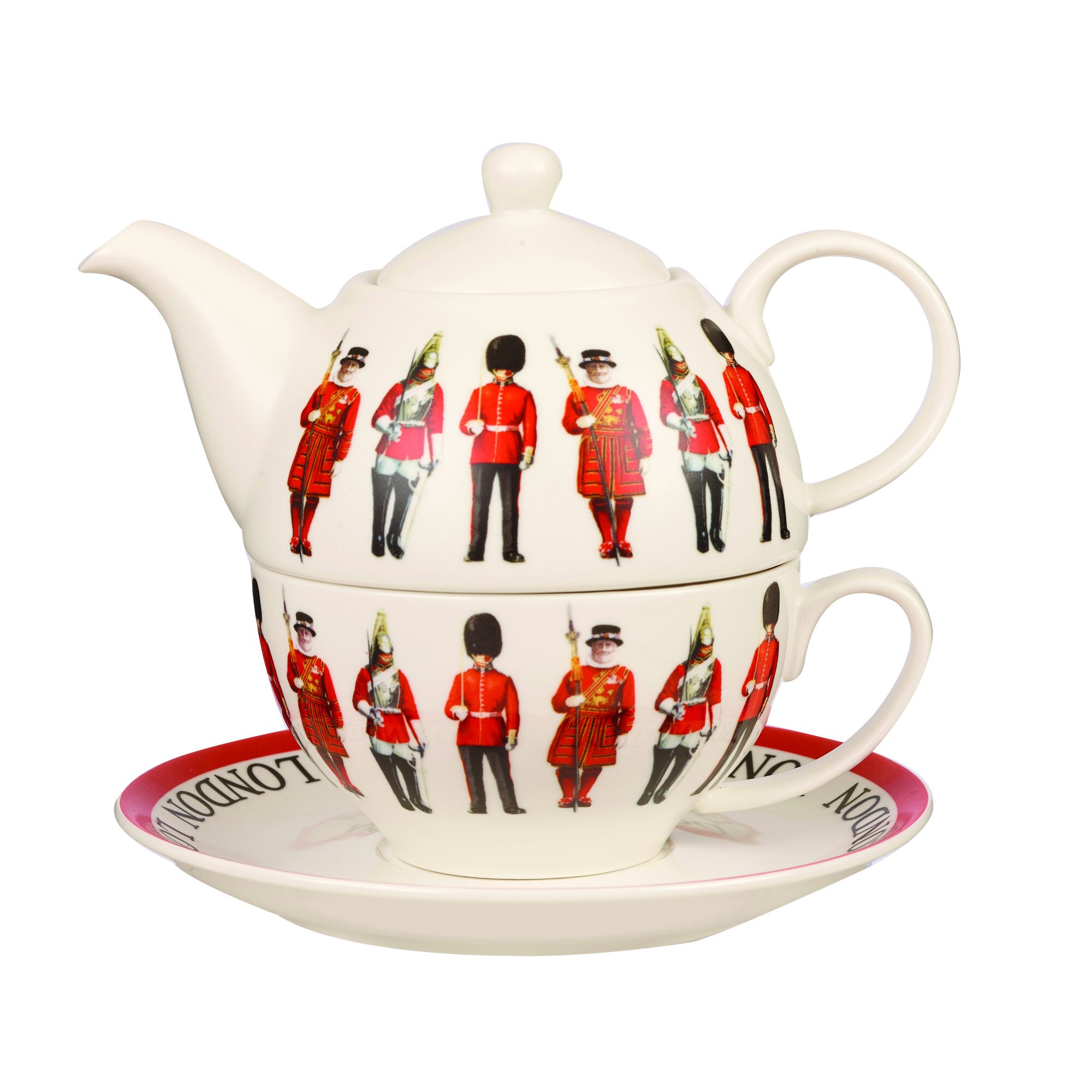 Set ceainic si ceasca cu farfurie din portelan, pentru o persoana, Tea for One London Collection 