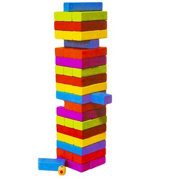 Joc din lemn colorat, 54 piese, Turnul cazator Joc din lemn colorat, 54 piese, Turnul cazator