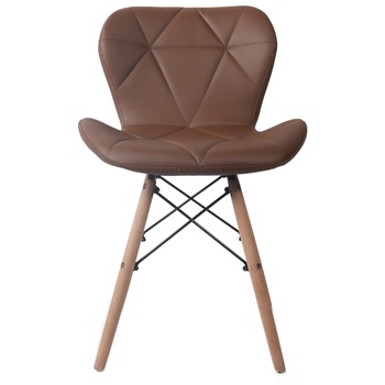 Scaun tapitat cu piele ecologica, cu picioare din lemn Grunberg, L49xA41xH74 cm, Bucatarie sau living,QZY1711/Maro Scaun tapitat cu piele ecologica, cu picioare din lemn Grunberg, L49xA41xH74 cm, Bucatarie sau living,QZY1711/Maro