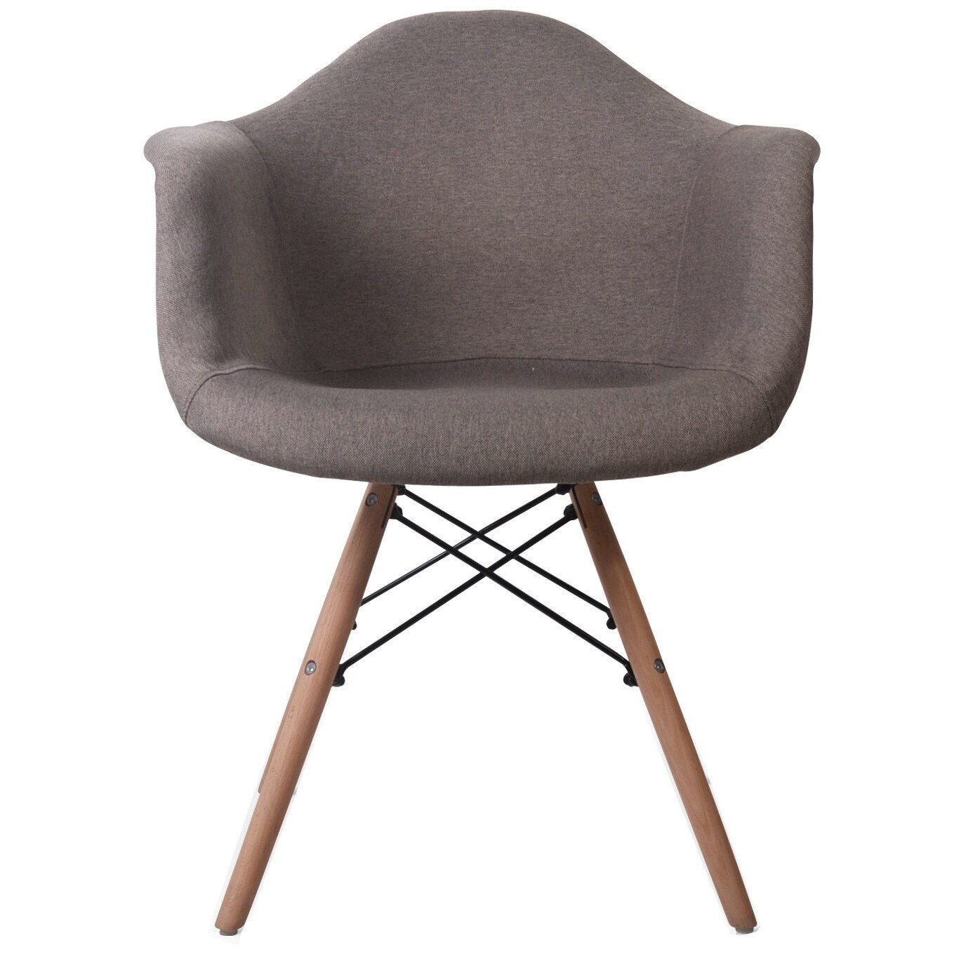 Scaun dining pentru bucatarie sau living Grunberg , Sezut din plastic，picioare din lemn, Tapitat pe fata,dimensiune: L64xA45xH83 cm, QZY1005/Maro