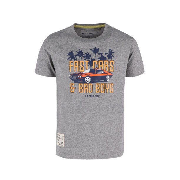 Tricou T-FAST JUNIOR, Volacno, Bumbac / Viscoza, Gri / Portocaliu