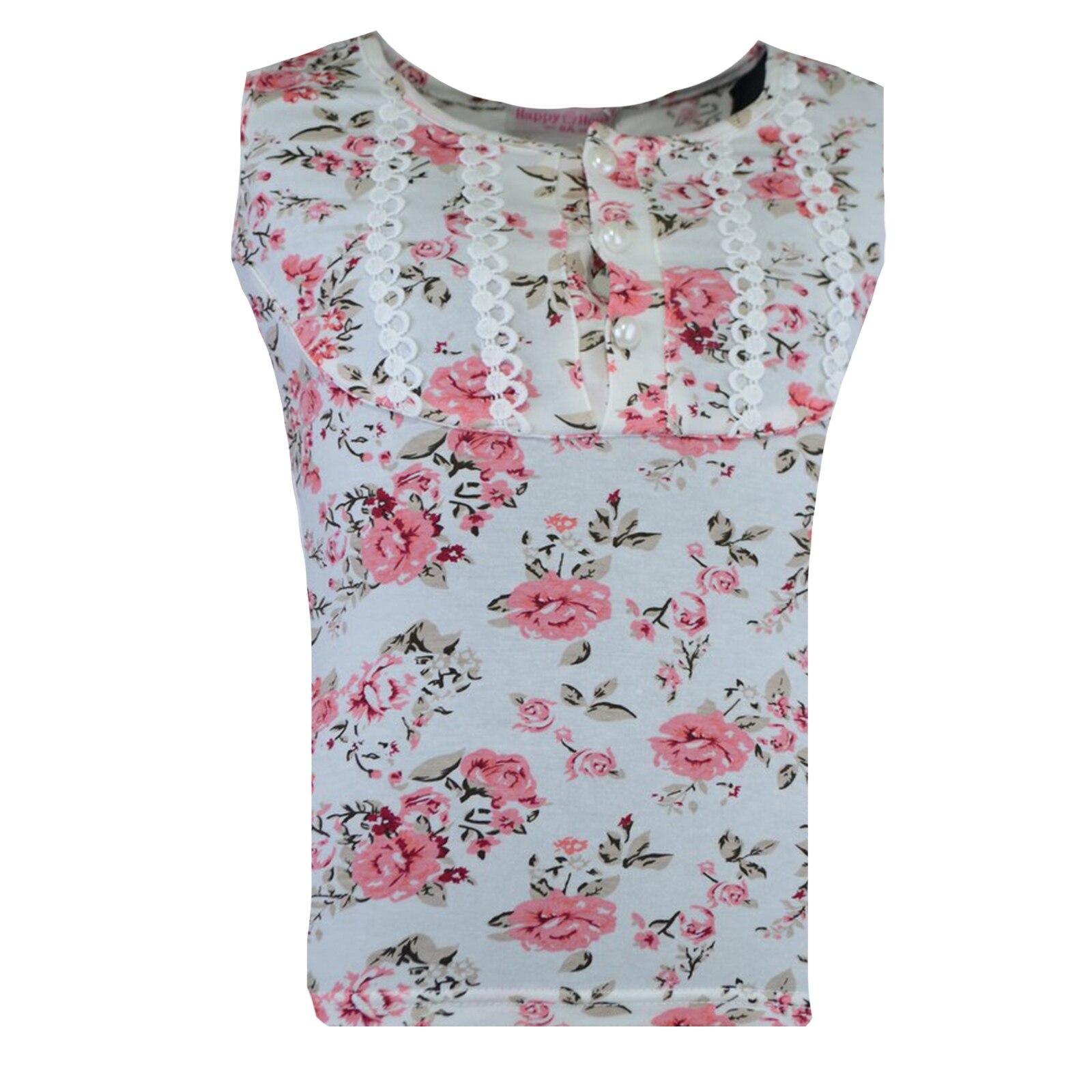 Tricou fara maneci pentru fete Happy House CVC-1157-2, Roz 128 cm