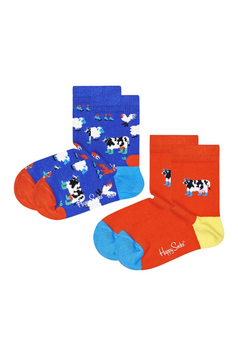 Happy Socks, Set sosete copii, lungi cu imprimeu grafic, 2 perechi, Albastru/Corai