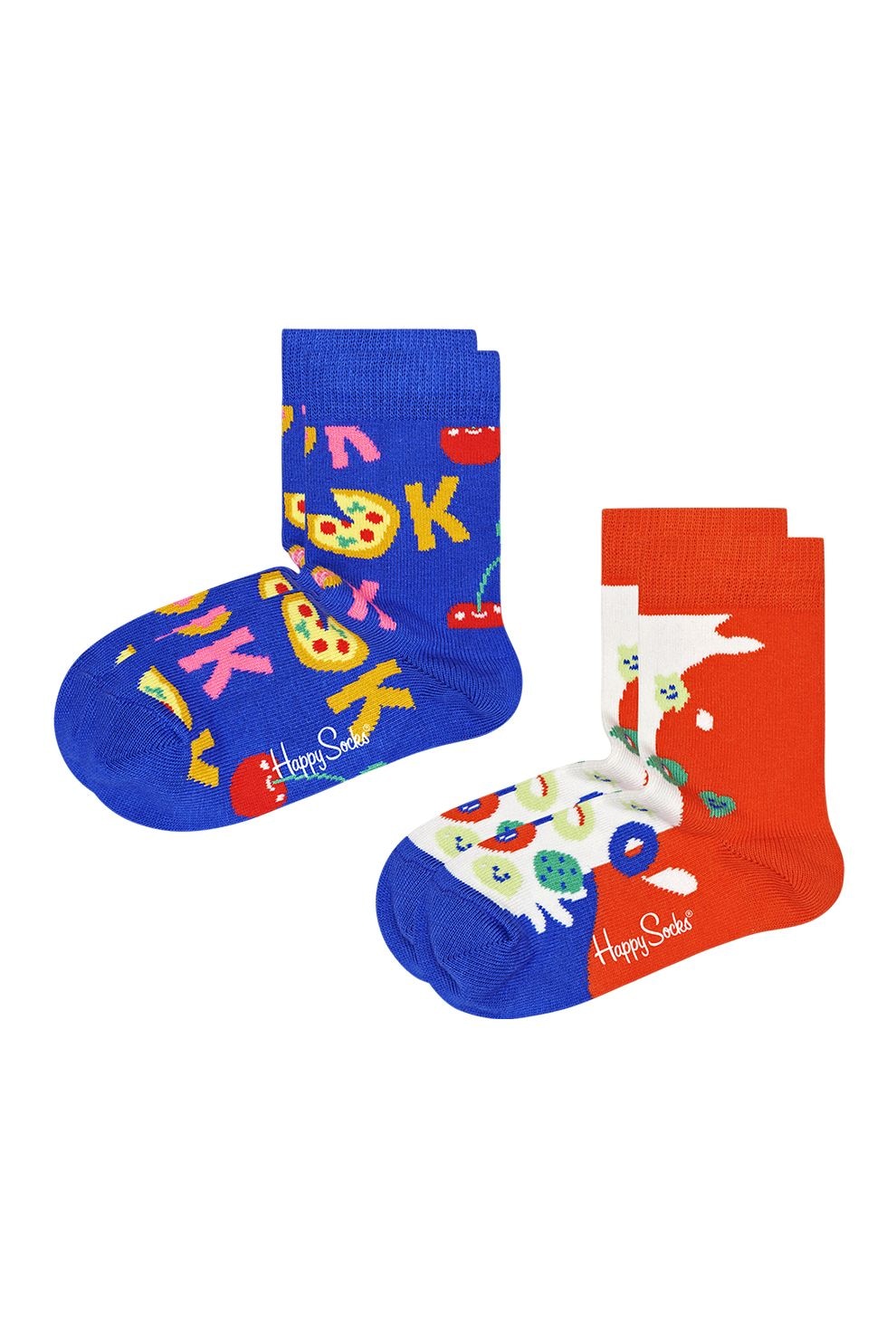 Happy Socks, Set de sosete copii, cu model grafic, 2 perechi, Albastru/Corai