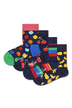Happy Socks, Set de sosete cu modele variate, 4 perechi, Negru/Albastru/Rosu Happy Socks, Set de sosete cu modele variate, 4 perechi, Negru/Albastru/Rosu