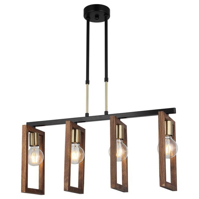 Lustra Homemania, Lemn/Metal, 67 x 17 x 91 cm, 4 x E27, 40W, Maro/Negru
